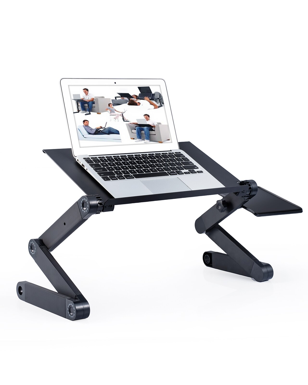Supporto per Laptop portatile ventola di raffreddamento Computer ergonomico in alluminio pigro per TV letto divano PC Notebook con tappetino per Mouse scrivania trasporto di goccia: Black with 2 fans