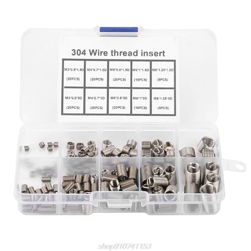 150pcs Stainless Steel Helicoil Thread Repair Insert Kit M3 M4 M5 M6 M8 Nut Kit Crew Sleeve Set A14 21