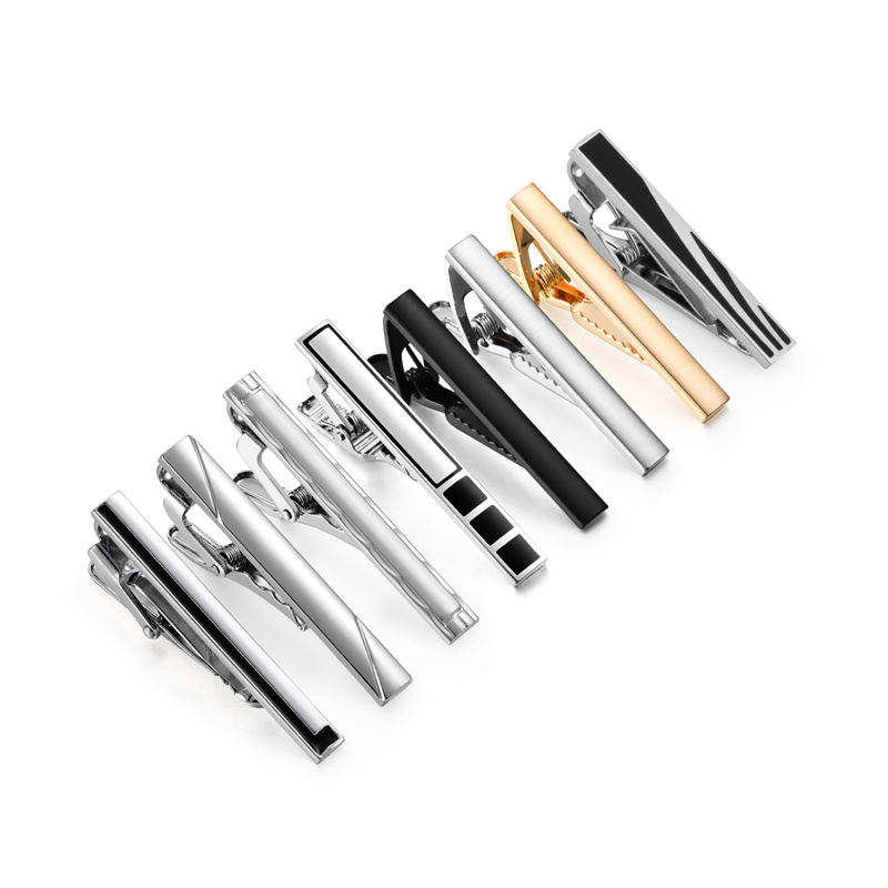 Juego de 8 Uds de pinzas de corbata cortas con caja de , accesorios de pasador de corbata para hombre, gemelos de camisa para hombre, para marido: Con recubrimiento de titanio