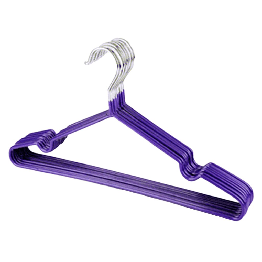 PVC Coated Metal Hangers (10 Pack) Non Slip U-Slide Hanger, Ultra Thin Space: Purple