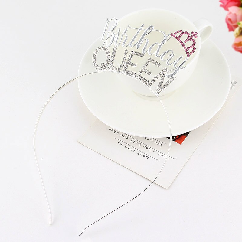 Anniversaire reine couronne diadème bandeau pour femmes filles heureux 30th 40th 50th 60th 70th 80th décorations de fête d'anniversaire faveurs: Silver