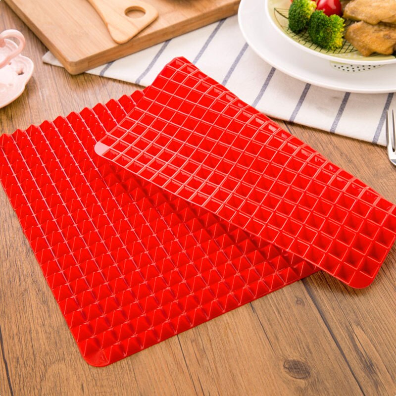 Life83 Red Pyramid Pan Nonstick Silicone Baking Mat Mould Cooking Mat Oven Baking Tray