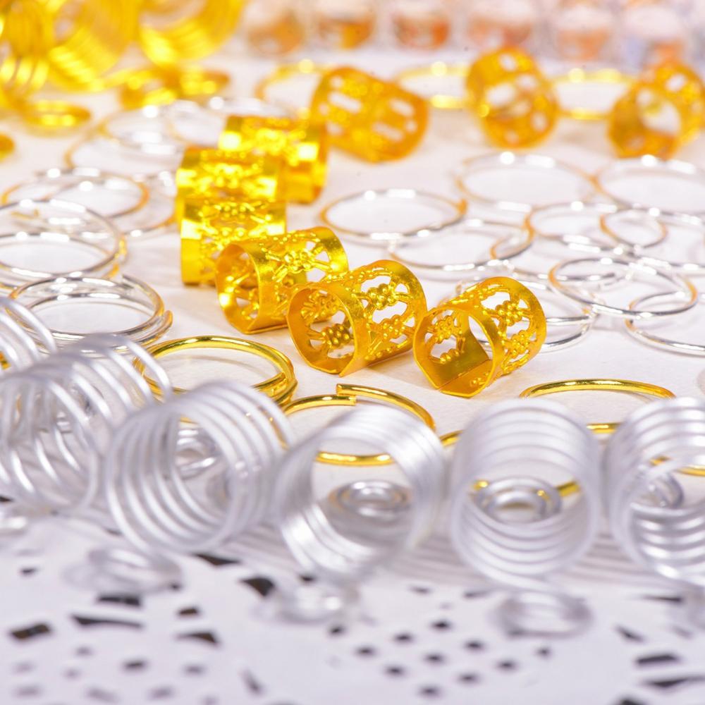 Anillos africanos de Metal para el pelo, abalorios para el pelo, tubos para el pelo, trenzas para el pelo, accesorios de decoración de joyería de oro, 60 uds.