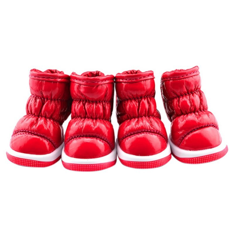 Huisdier Hond Schoenen Winter Super Warm 4 Stks/set Hond Laarzen Katoen Anti Slip 2XL Schoenen Voor Kleine huisdier Product Chihuahua Waterpr: Rood / 5