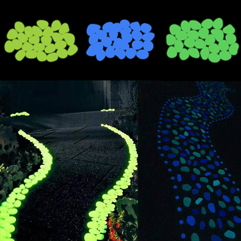 25/50pcs Resin Glow In The Dark Stones Glow Rocks DIY Walkway Home Garden Decoration Garden Pebbles Glow Stones Luminous Stones