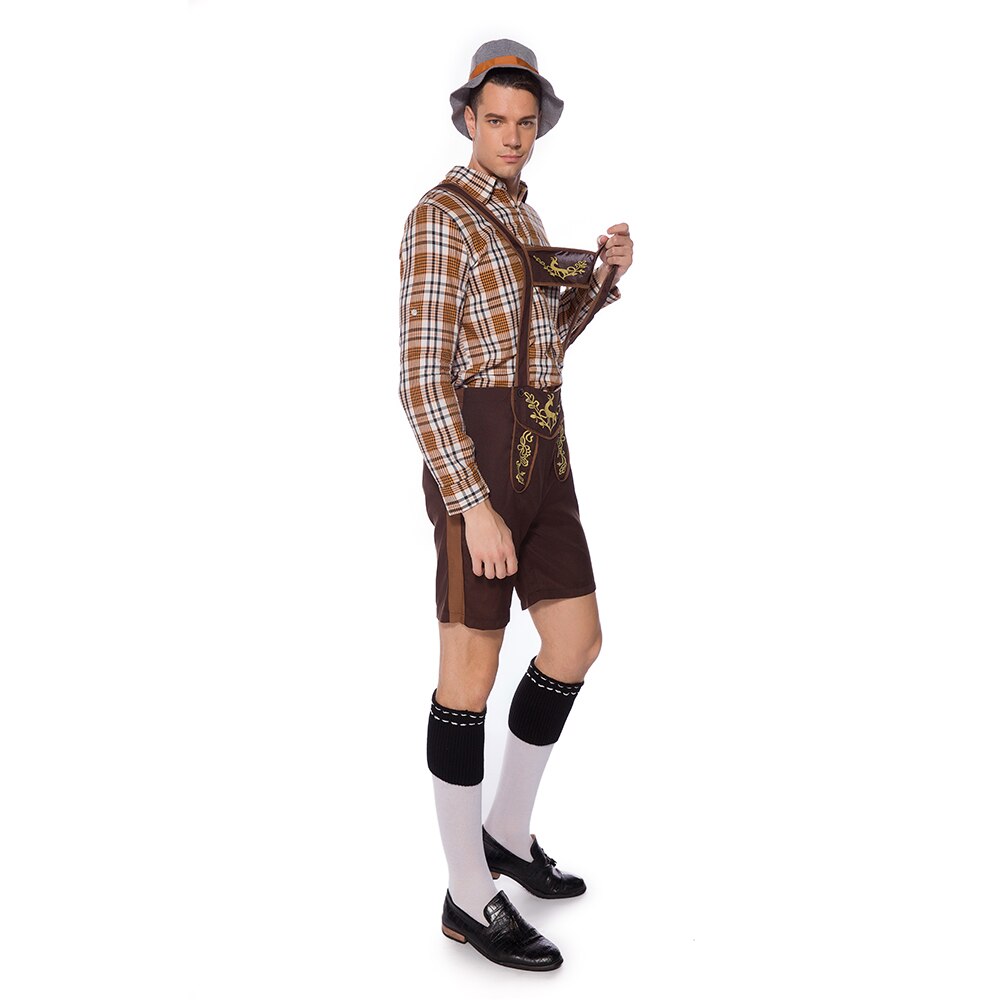 Germany Oktoberfest Lederhosen Costume Traditional Bavarian Beer Costume Halloween Outfit For Men