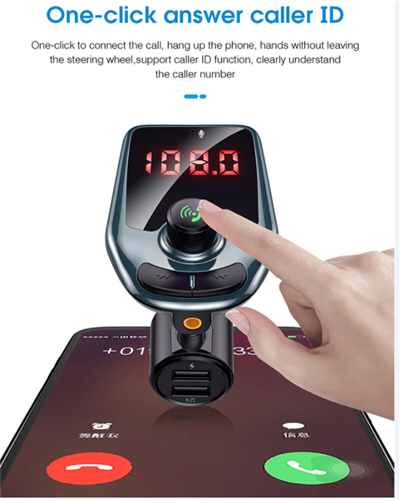 Bluetooth 5.0 FM Modulator Transmitter Car Kit MP3 Modulator Player Wireless Handsfree Audio Receiver Dual USB Fast Charger 3.1A