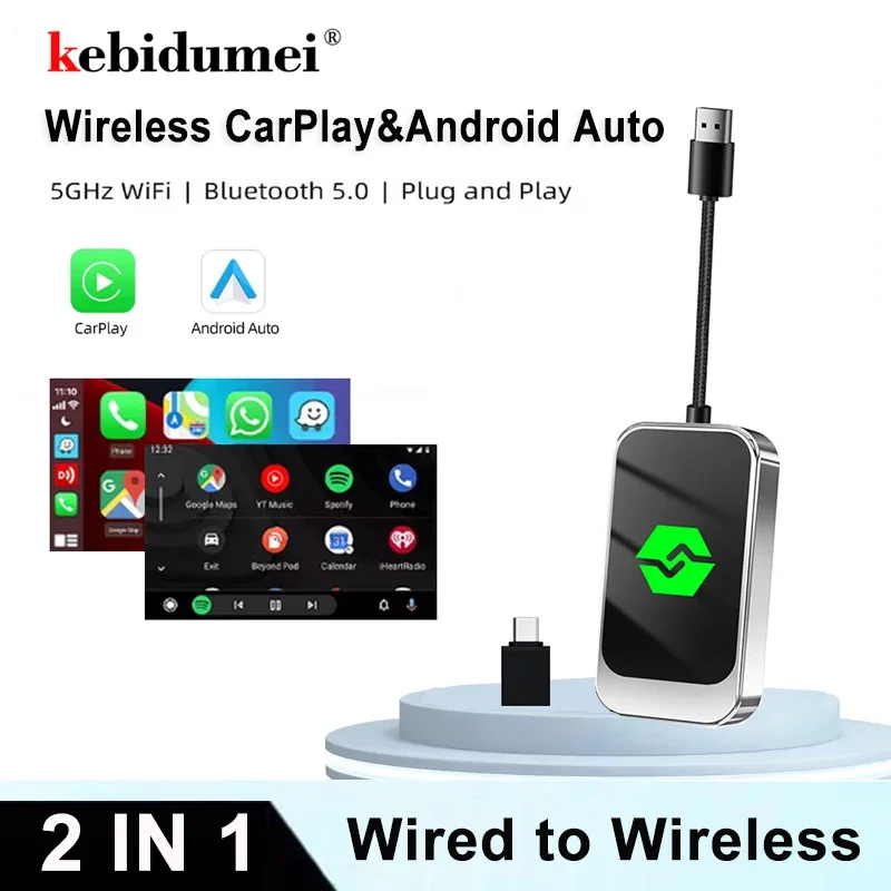 Kebidumei-adaptador inalámbrico CarPlay para coche, caja de IA, Dongle USB para Apple, Iphone, teléfono Android, conexión automática