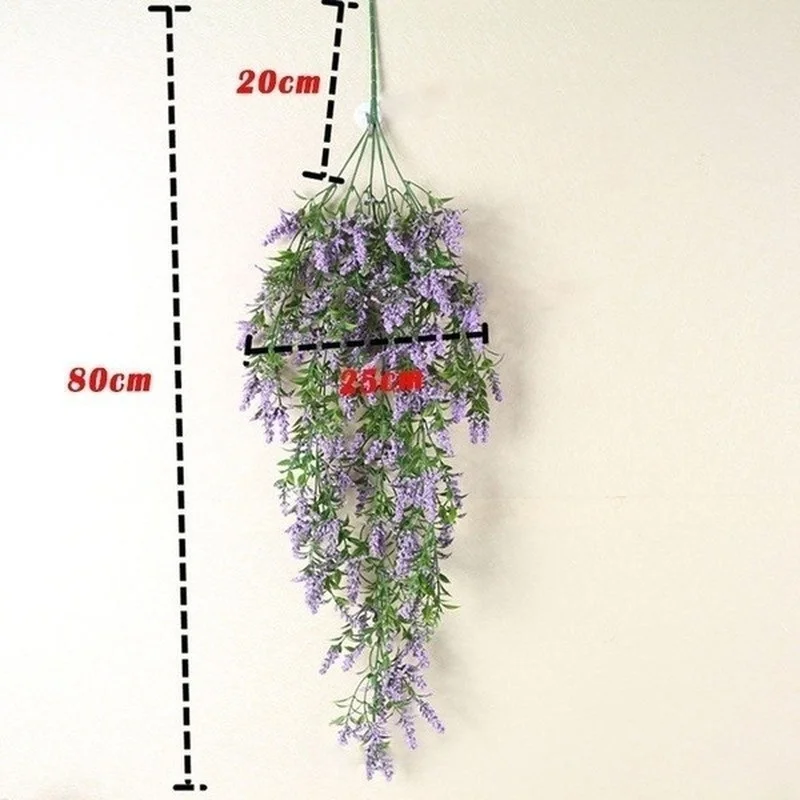 Moda nova simulação planta flor parede artificial pendurado lavanda decoração para casa sala de estar cozinha quarto decoração