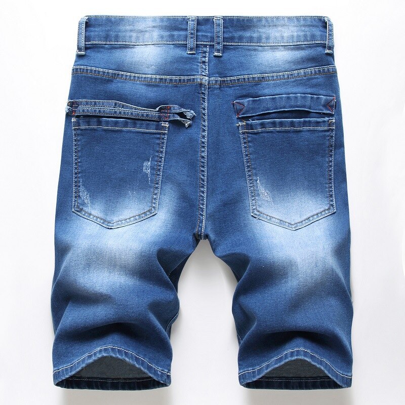 Patchwork Denim Shorts homme Déchiré Jeans Short Patch Cinq points Pantalon Hommes Chic Extensible Lavé Décontracté Short Streetwear