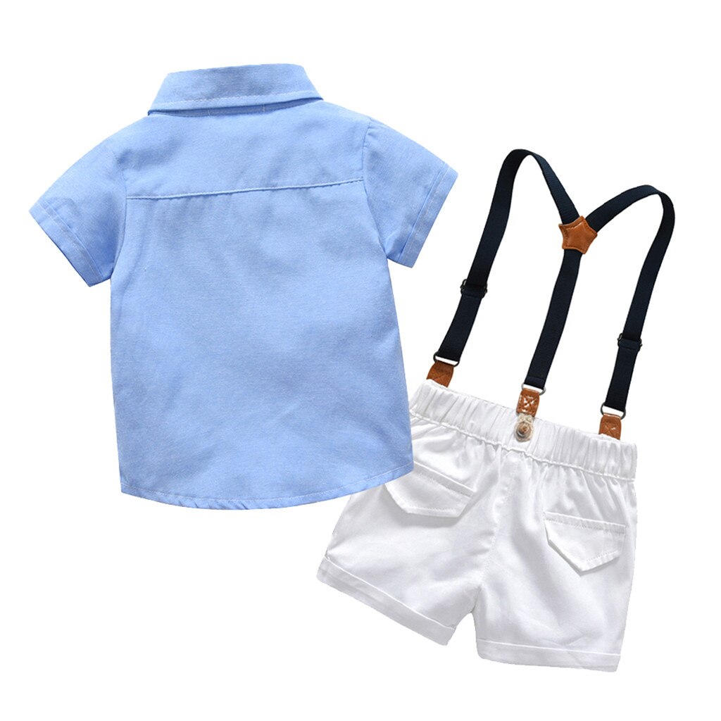 Niños bebés verano Caballero pajarita camiseta Tops + Pantalones cortos trajes ropa