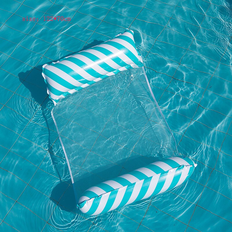 Opblaasbare Water Speelgoed Voor Volwassen Hangmat Deckchair Water Opvouwbare Deckback Deckchair Opblaasbare Drijvende Hangmat Outdoor Speelgoed: stripe blue