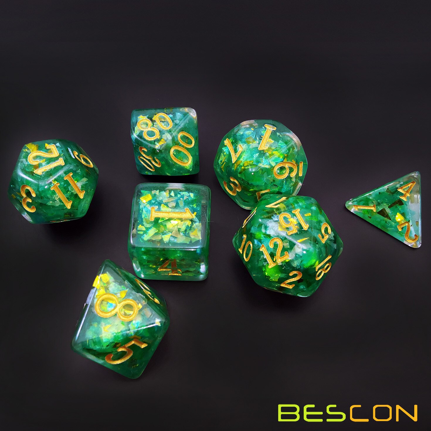 Bescon Dichte-Core Polyhedrale Dobbelstenen Set Van Mint, Rpg 7-Dice Set In Baksteen Doos Verpakking