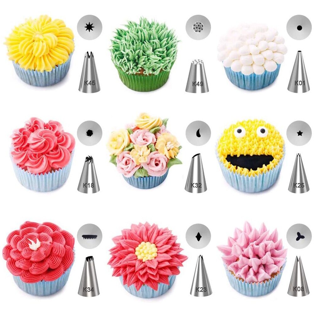 33/37/42Pcs Cake Gereedschap Icing Piping Tips Nozzle Set Cake Decorating Gereedschap Set Met Siliconen Patry tas Taart Schraper Bloem Nail
