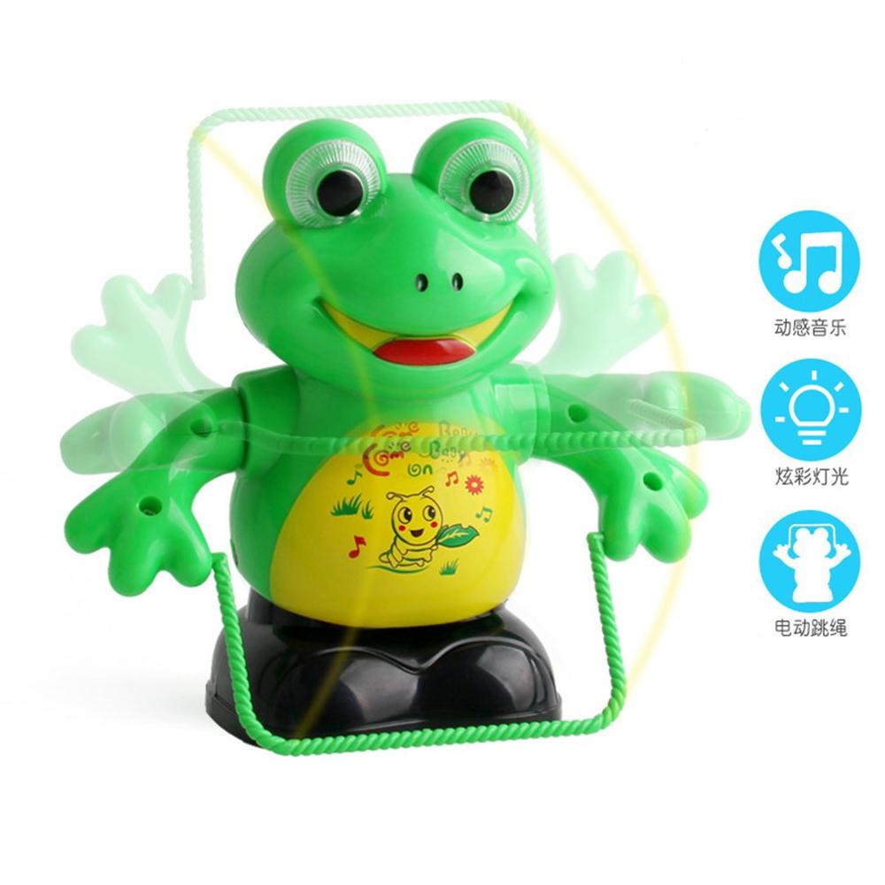 Elektrische Jump Seil Frosch Flip Flash Musik Puzzle Cartoon Kunststoff Frosch Spielzeug