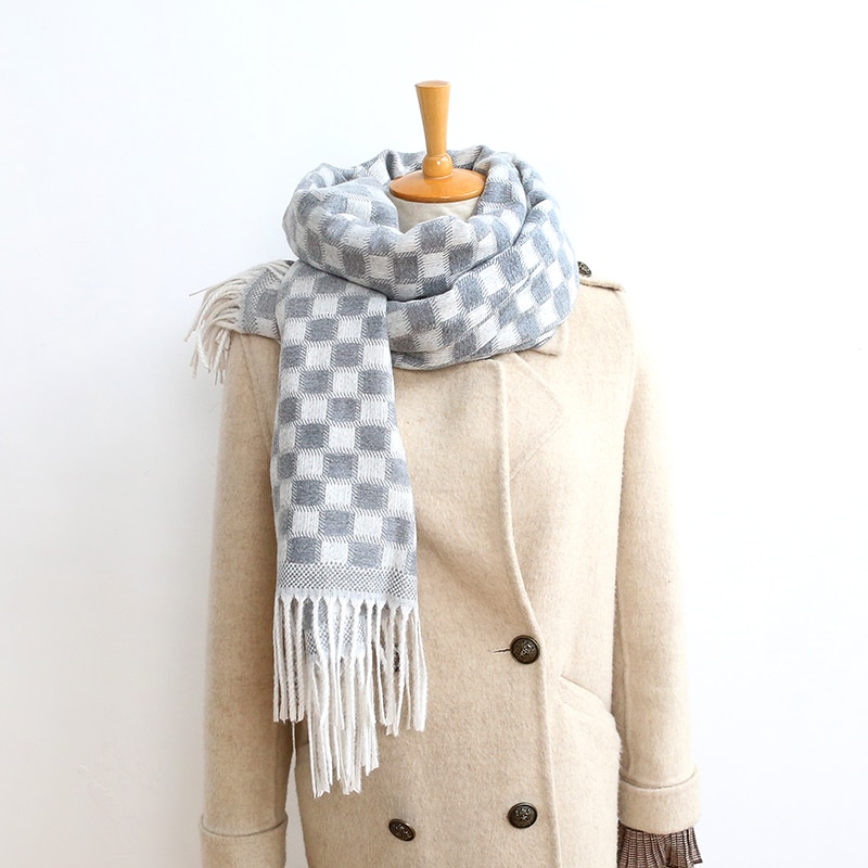 Jesienno-zimowa damska szalik w kratkę moda damska szale szerokie kraty długi szal koc robić owijania ciepły Tippet
