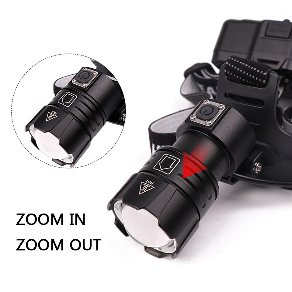 50000lm XHP70.2 32W powerful Led headlamp Headlight zoom head lamp flashlight torch Lantern 7800mah 18650 battery