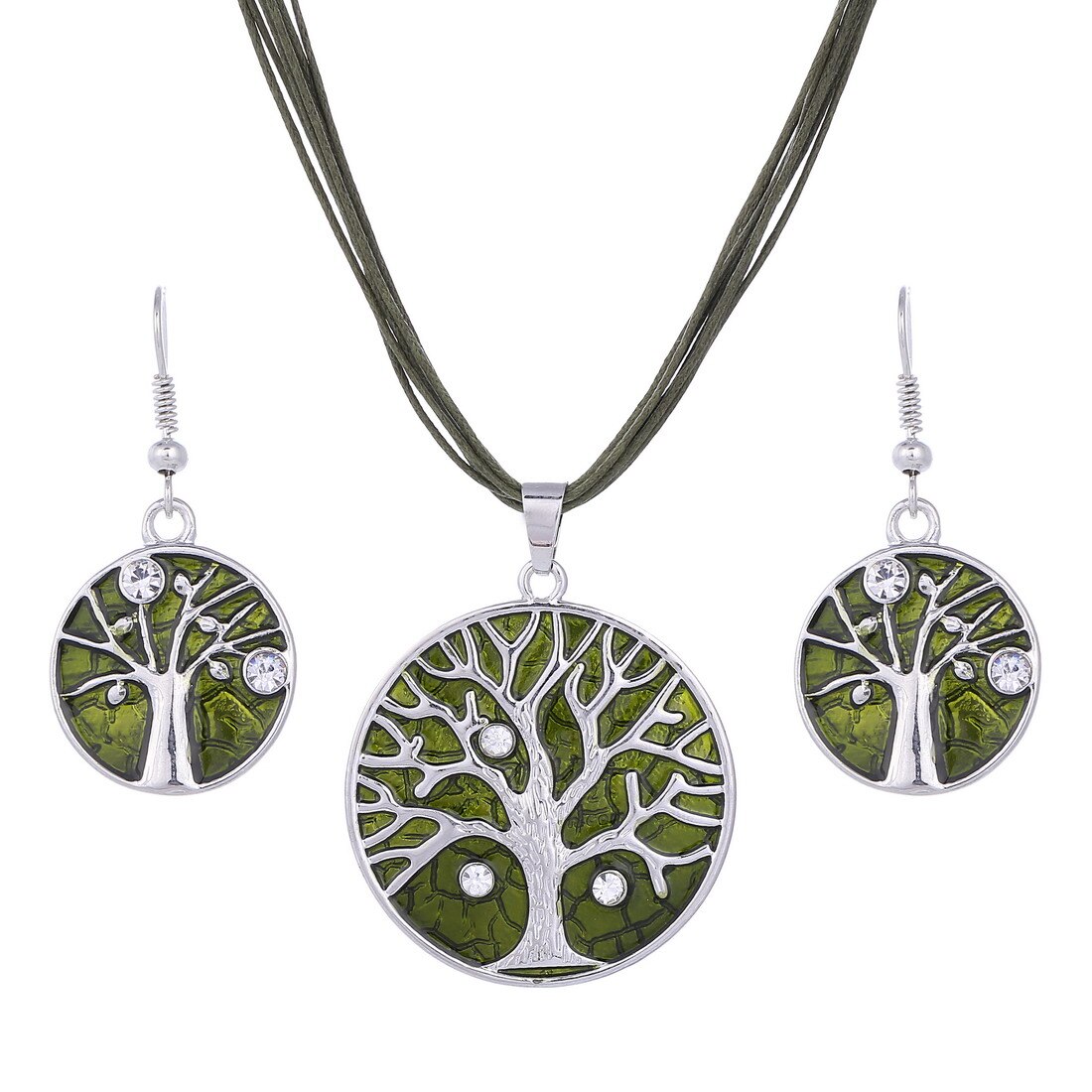 MINHIN nuovo Set di collana a catena in pelle con gemma smaltata per Set di gioielli da sposa per feste Set di gioielli estivi da donna: F909