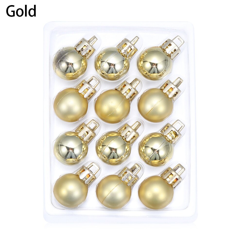 12Pcs 2cm Christmas Tree Decor Ball Bauble Xmas Party Hanging Pendant Ball Ornament for Year Christmas Home Tree Decor: Gold