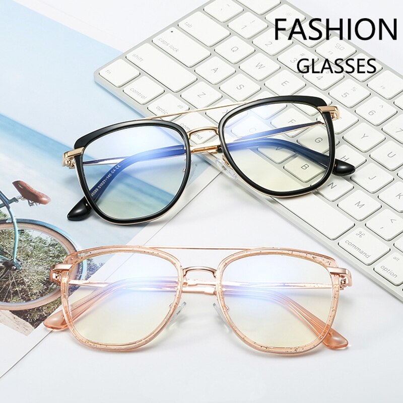 Square Metal Glasses Women Computer Blue Light Glasses Gaming Frame Transparent Eyewear Women Anti Blue Ray Eyeglasses