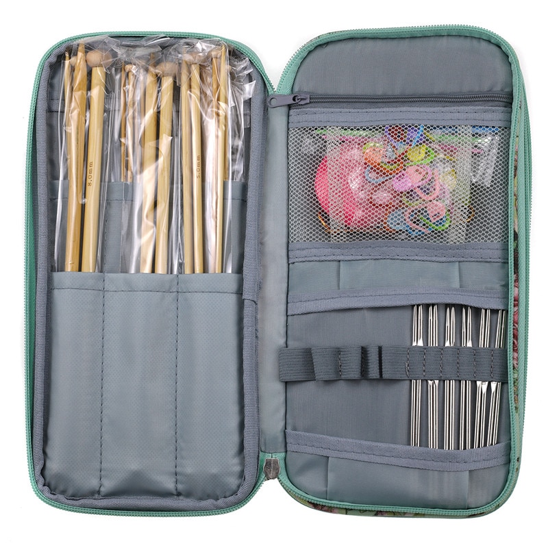 36 stk bambus strikkepinde sæt mix 2.0mm to 10.0mm 25cm 35cm lige single point garn vævet strikkepinde krog kit