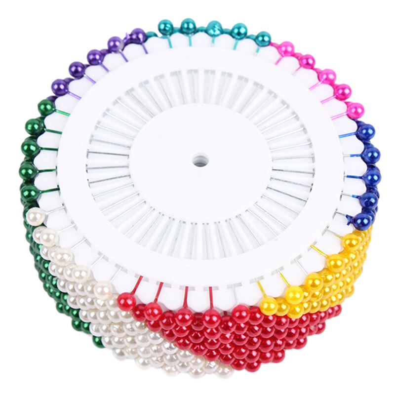 Alfiler de costura redondo para decoración de perlas, alfiler de costura artesanal para el hogar jardín bricolaje utensilio para manualidades, accesorios, color blanco, 480 Uds. Por paquete: Colourful