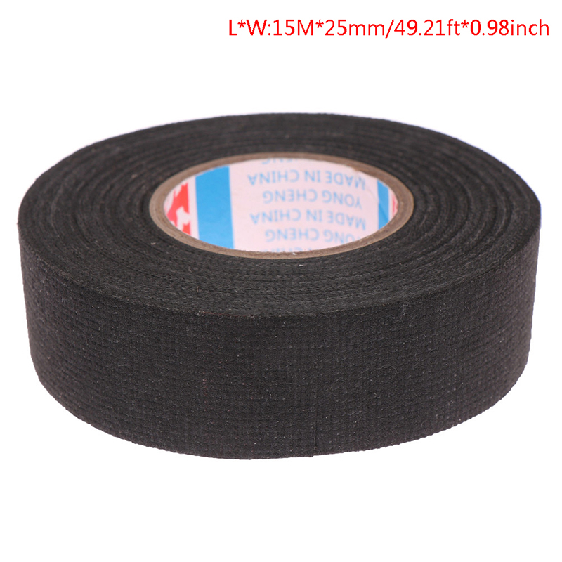1Pcs 15mm Heat-resistant Flame Retardant Tape Coroplast Adhesive Cloth Tape For Car: black