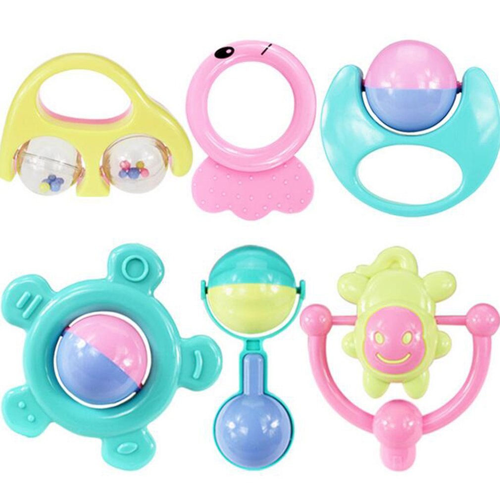 6Pcs/set Baby Teether Rattles Newborn Baby Toy Hand Bell combination Toys For Newborns For Children: Default Title