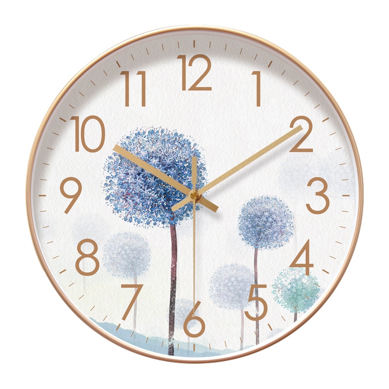 Round Mute Modern Large Wall Clock Clocks for Home Kitchen Living Room Decor Battery Operated Silent