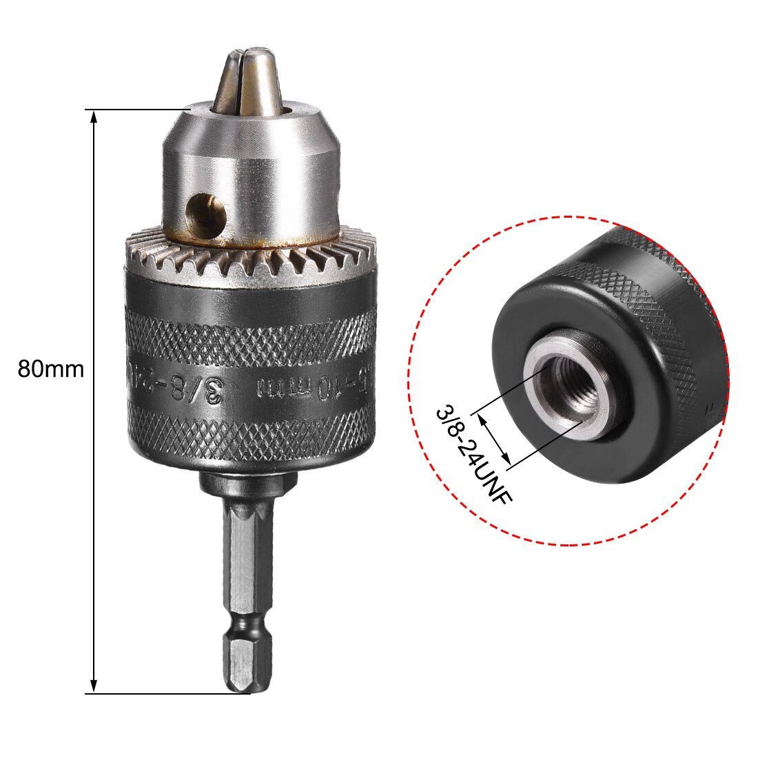 uxcell 1/2" 3/8'' Drill Chuck 3-Jaw Key Chuck with SDS-Plus Round/Square/Hex Shank 1.5-13mm 1.5-10mm Capacity Key Drill Chuck
