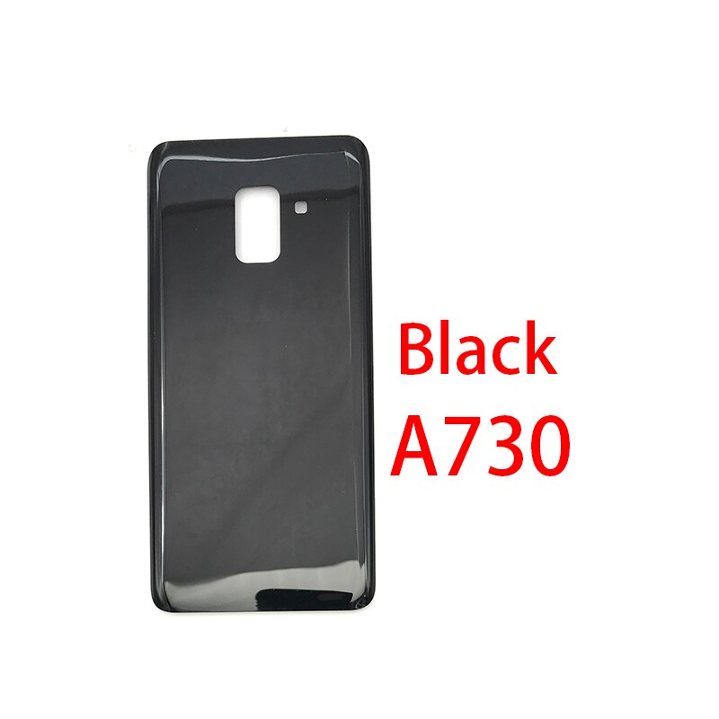 Back Glass Rear Cover Voor Samsung Galaxy A8 Plus A8 + A9 A920F A730F A530F Batterij Deur Behuizing Batterij back Cover: A730 Black