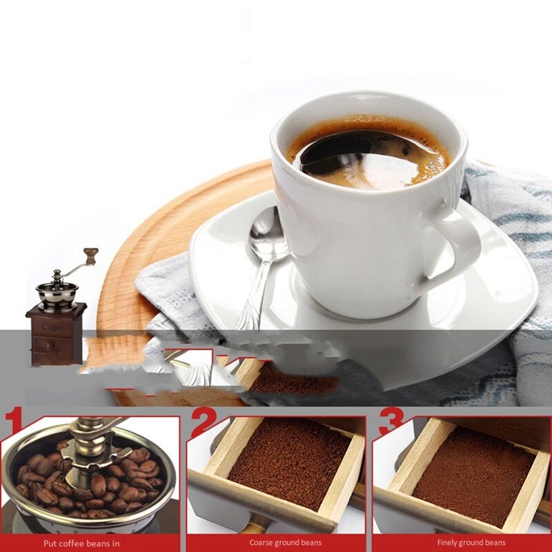 Kaffebönkvarn trä manuell kaffekvarn hand rostfritt stål retro kaffe krydda mini burr kvarn med keramik