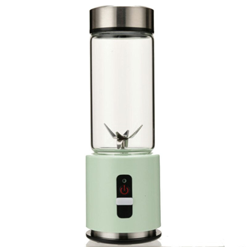 Bpa gratis usb genopladelig smoothie blender batteri personlig 380ml glas smoothie blender juicer let lille bærbar blender: Grøn