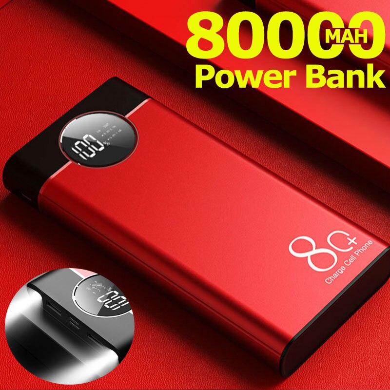 80000Mah Power Bank Grote Capaciteit Draagbare Snel Opladen Voor Iphone Samsung Xiaomi 2 Usb Externe Batterij Poverbank