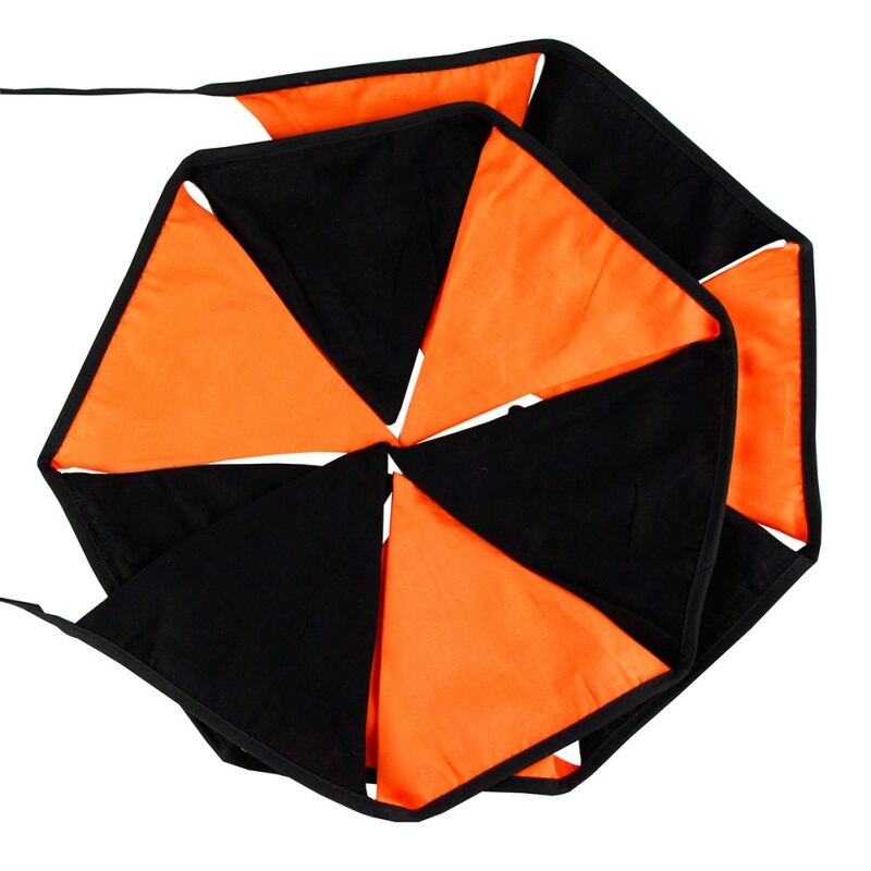 Triangle Pull Flag Cotton Cloth Halloween Decoration Party Pull Flag Orange Black