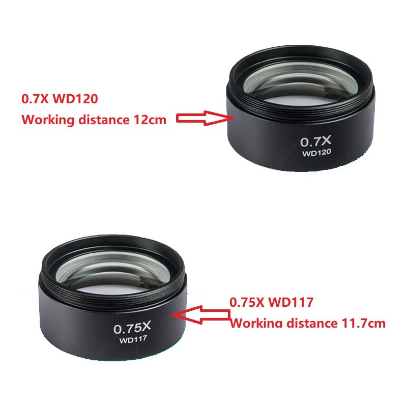 0.3X 0.5X 0.7X 0.75X 1X 1.5X 2.0X Auxiliary Objective Lens For Zoom Stereo Microscope Thread 48mm Trinocular Microscopio Lente