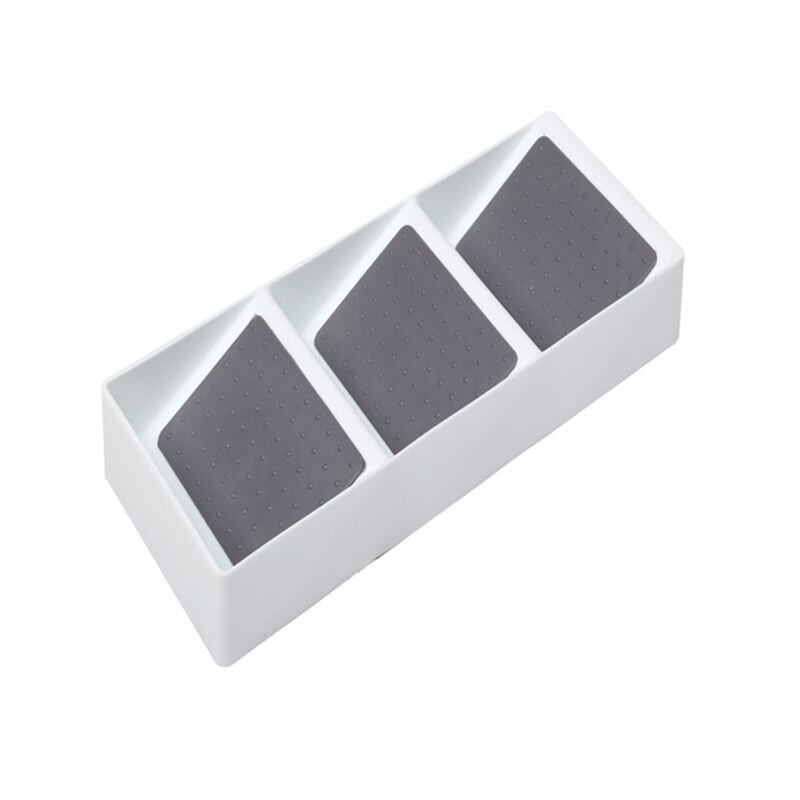 Kitchen Drawer Organizer 3 Divide Spice Rack Tray Separation Storage Box Slanted Tiers