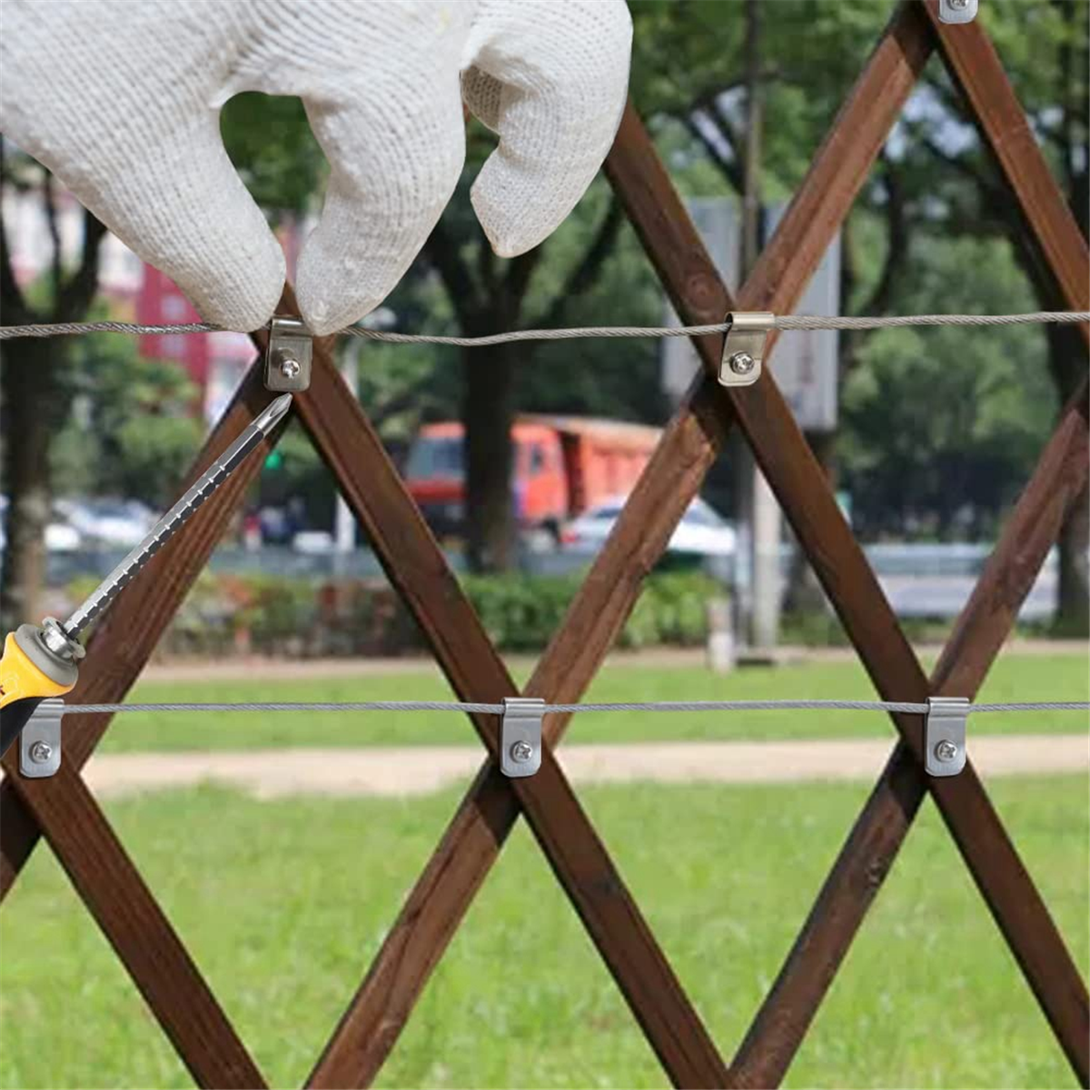 Trådklämmor , 100 st stängseltrådklämmor aluminium för 12-16 gauge svetsad tråd till trä-, metall- eller vinylstaket