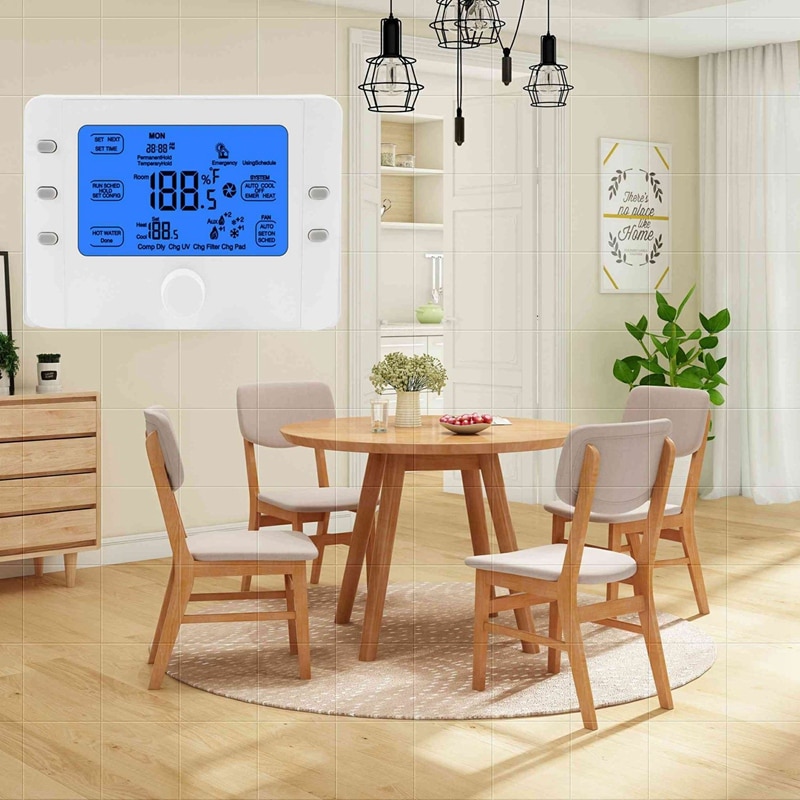 Hy818 Large Lcd Display Smart Programmable Home 24V Heat Pump Single/Multi Stage Digital Thermostat