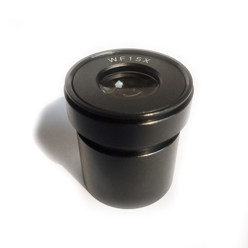 Lente Ocular WF15X de amplio campo, lente Ocular para microscopio estéreo, tamaño de montaje de 30 30,5mm con protectores de copas oculares de caucho