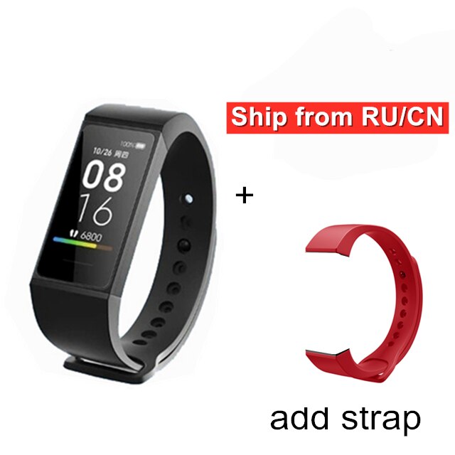 Xiaomi Redmi Band Smart Wristband Fitness Heart Rate Sport Monitor Bluetooth 5.0 USB Charging Bracelet redmi smart band: only add red