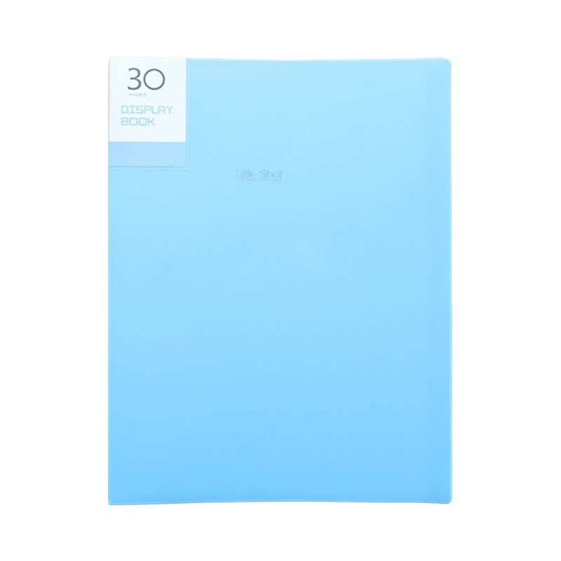 A4 Display Book 20/30/40/60 Pages Transparent Insert File Folder Document Bag: Lake Blue 30 Page
