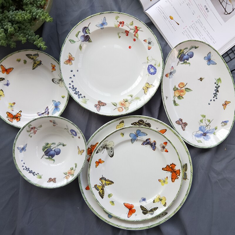 Berry Bloem Vlinder Keramische Servies Serviesje Porselein Westerse Schaaltje Woondecoratie Huwelijksgeschenken