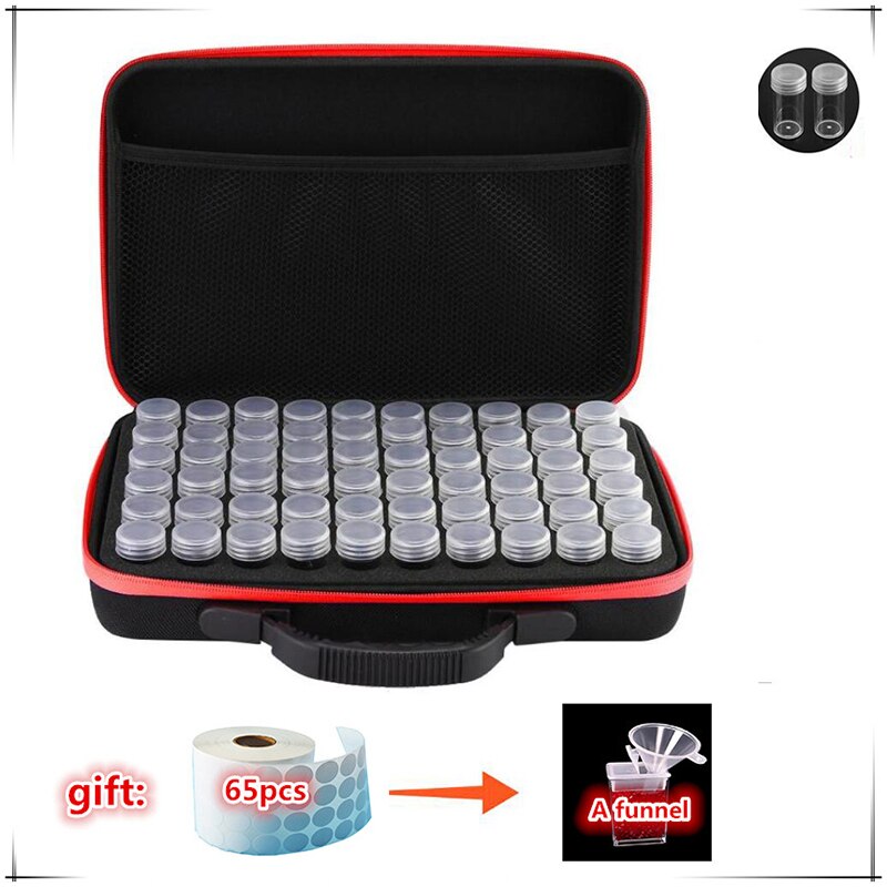 Diamant schilderij accessoires kralen 30/60 opbergflessen diamant borduurwerk multifunctionele kit opbergdoos koffer draagtas rits: Rood / 60 sleuven met fles