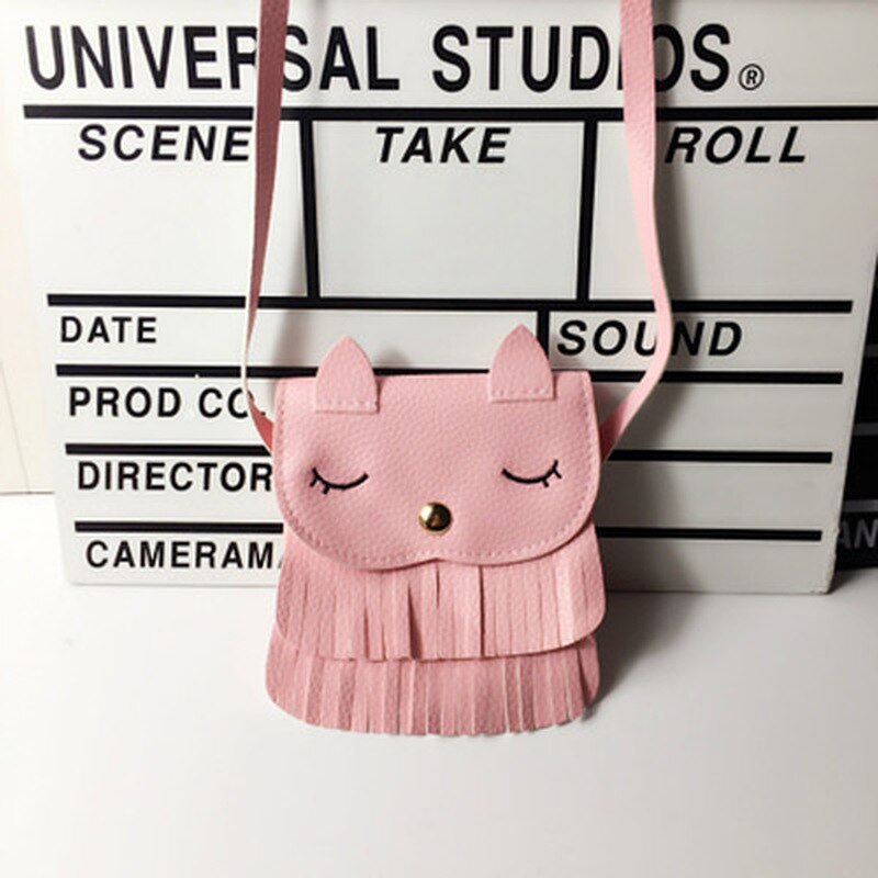 Cute Kids Purses and Handbags Coin Purses for Baby Girls Tassel Small Cat Shoulder Bag Mini PU Messenger Bag Wallet Women Bags