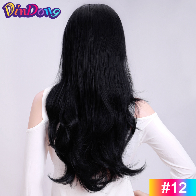 24 Polegada sintético longo ondulado cabeça amarrada 3/4 meia perucas para mulheres com clipes em, perucas loiras de extensão de cabelo