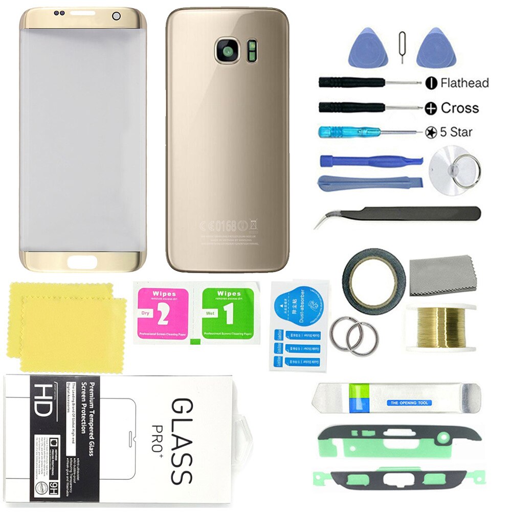 Gereedschapsset voor het vervangen van het glas van het touchscreen aan de voorkant van de samsung galaxy  s7 edge, voor het repareren van een gebroken glas
