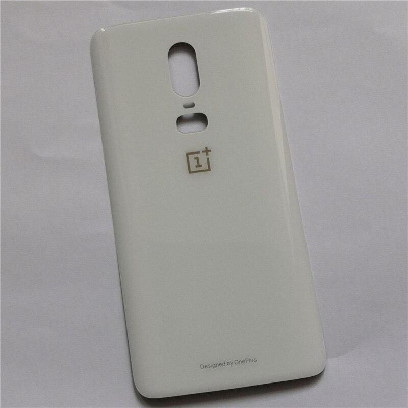 Oneplus6 100% Original Glass Rear Housing Cover For Oneplus 6 One plus Back Door Repair Replacement Battery Case + Sticker Glue: White