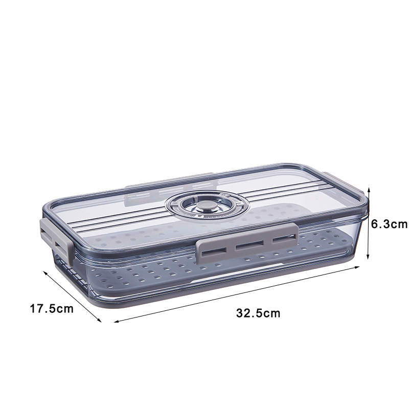 Refrigerator Storage Box Kitchen Storage Containers for Food Vegetable Fruit Timekeeping Frozen Storage Box Freezer Sealed Box: Grey 7007