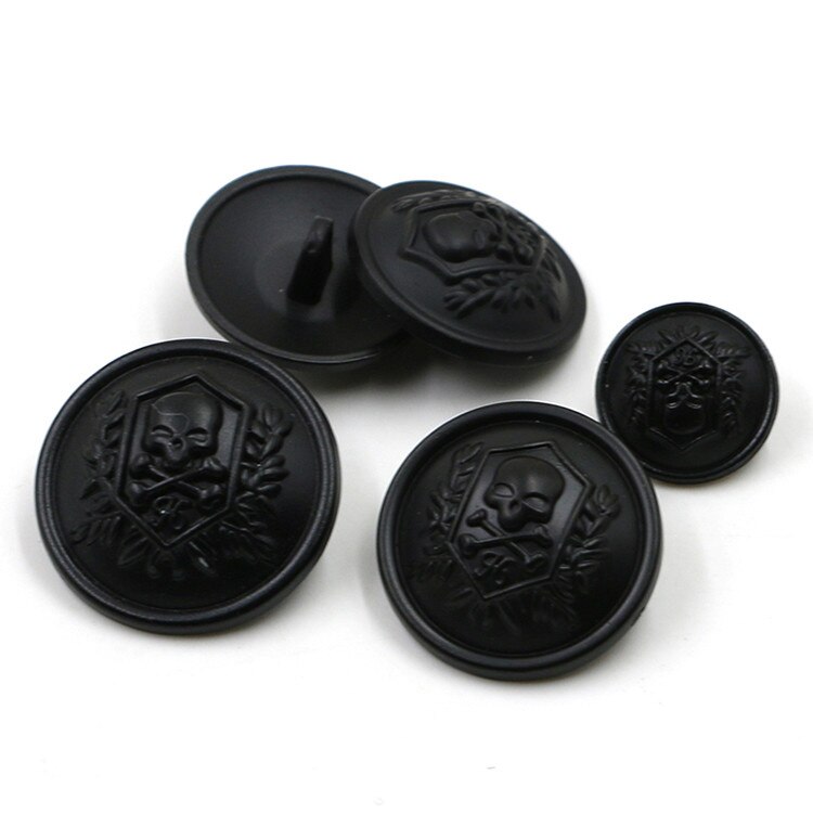 1 Uds. Botones de calavera dominante de Metal de 15mm/21mm/23mm/25mm botones de traje casual rompevientos botón negro casual